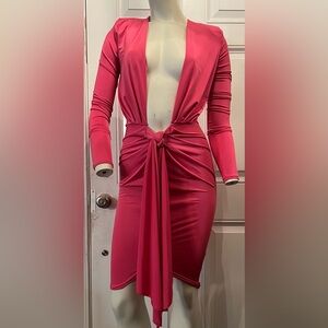 Chic Pink Long Sleeve Dress